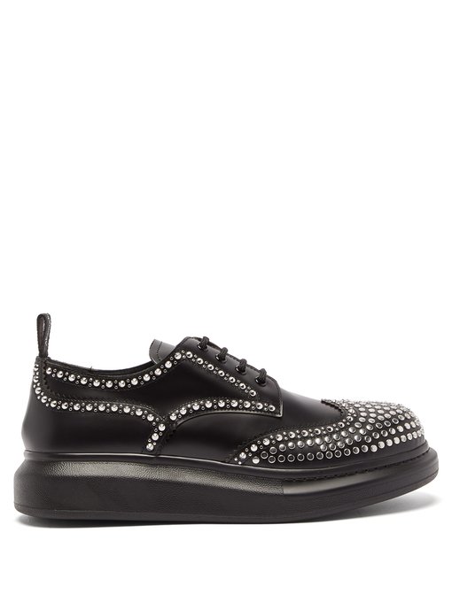 Studded exaggerated-sole leather derby 