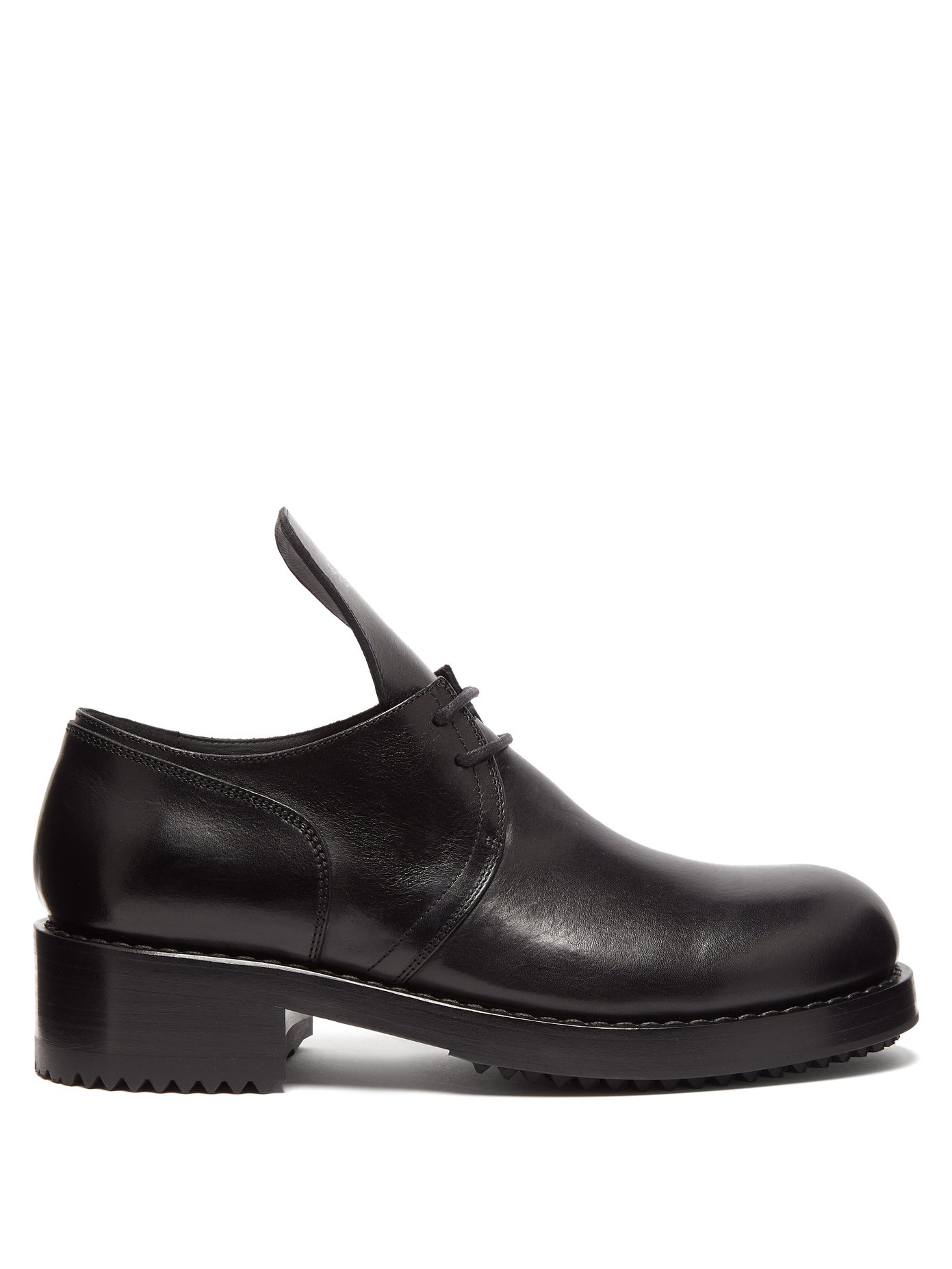 Exaggerated-tongue leather derby shoes 
