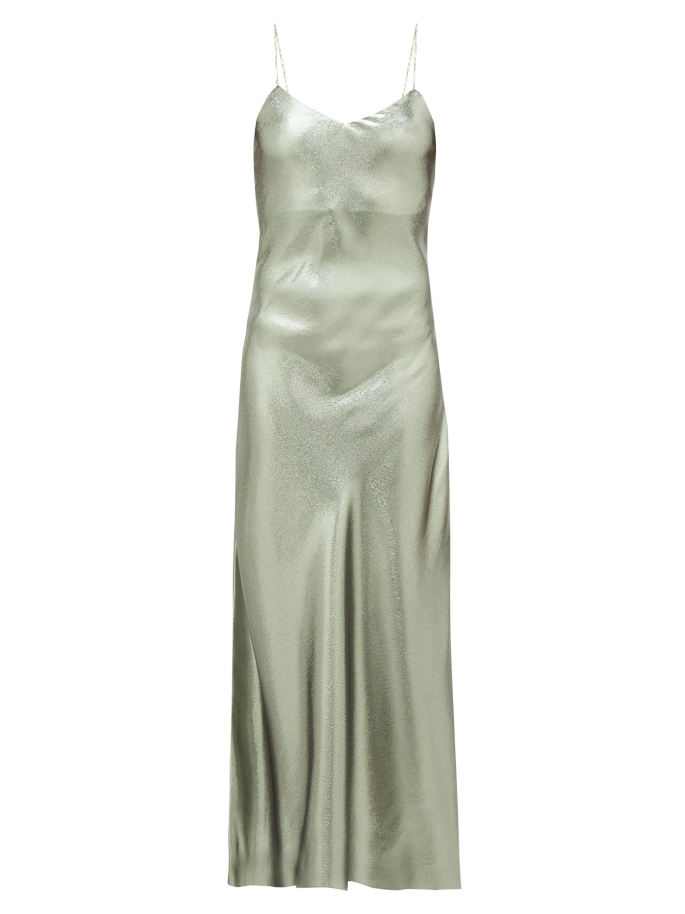 metallic silk dress
