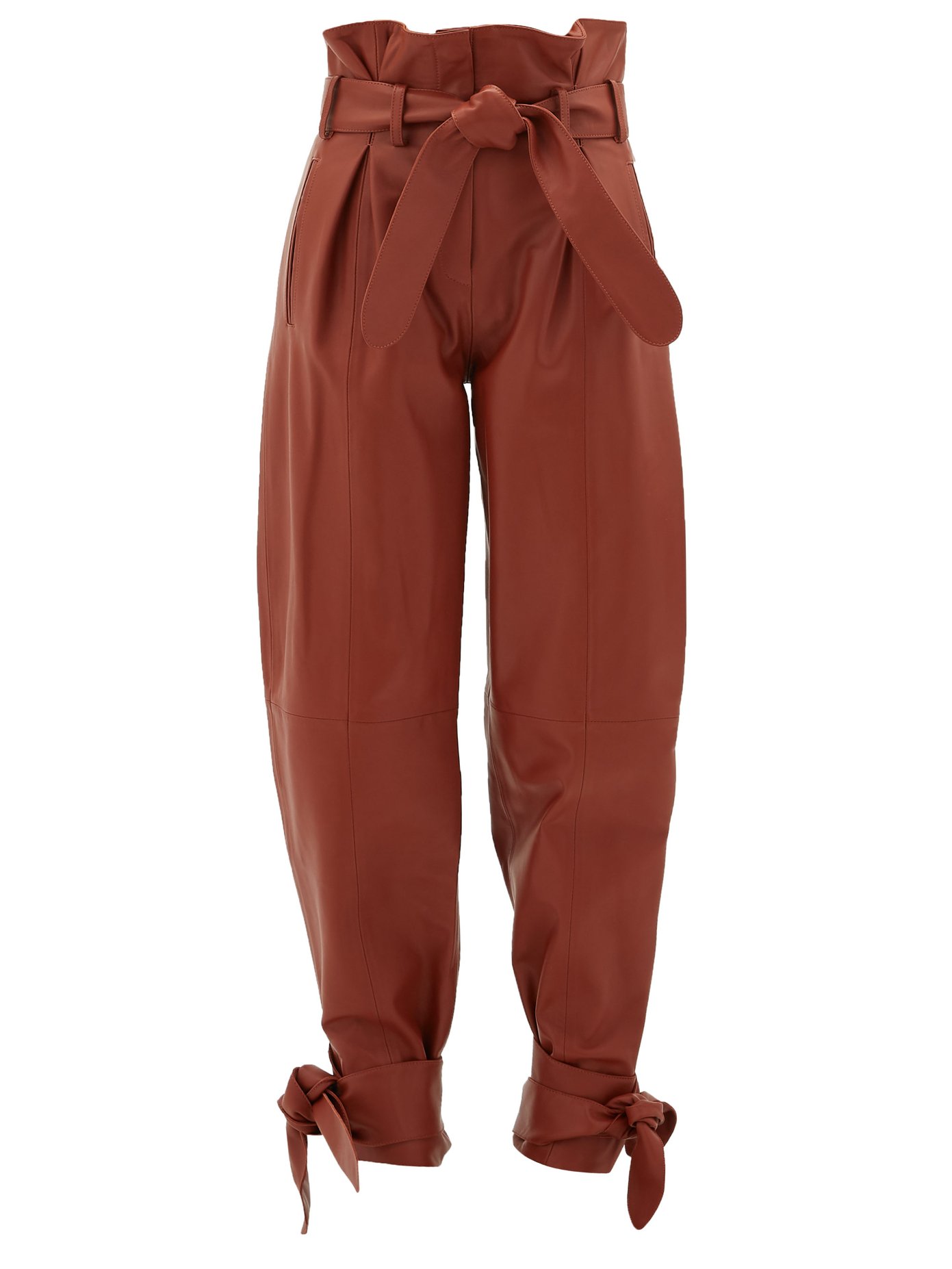 paperbag leather trousers