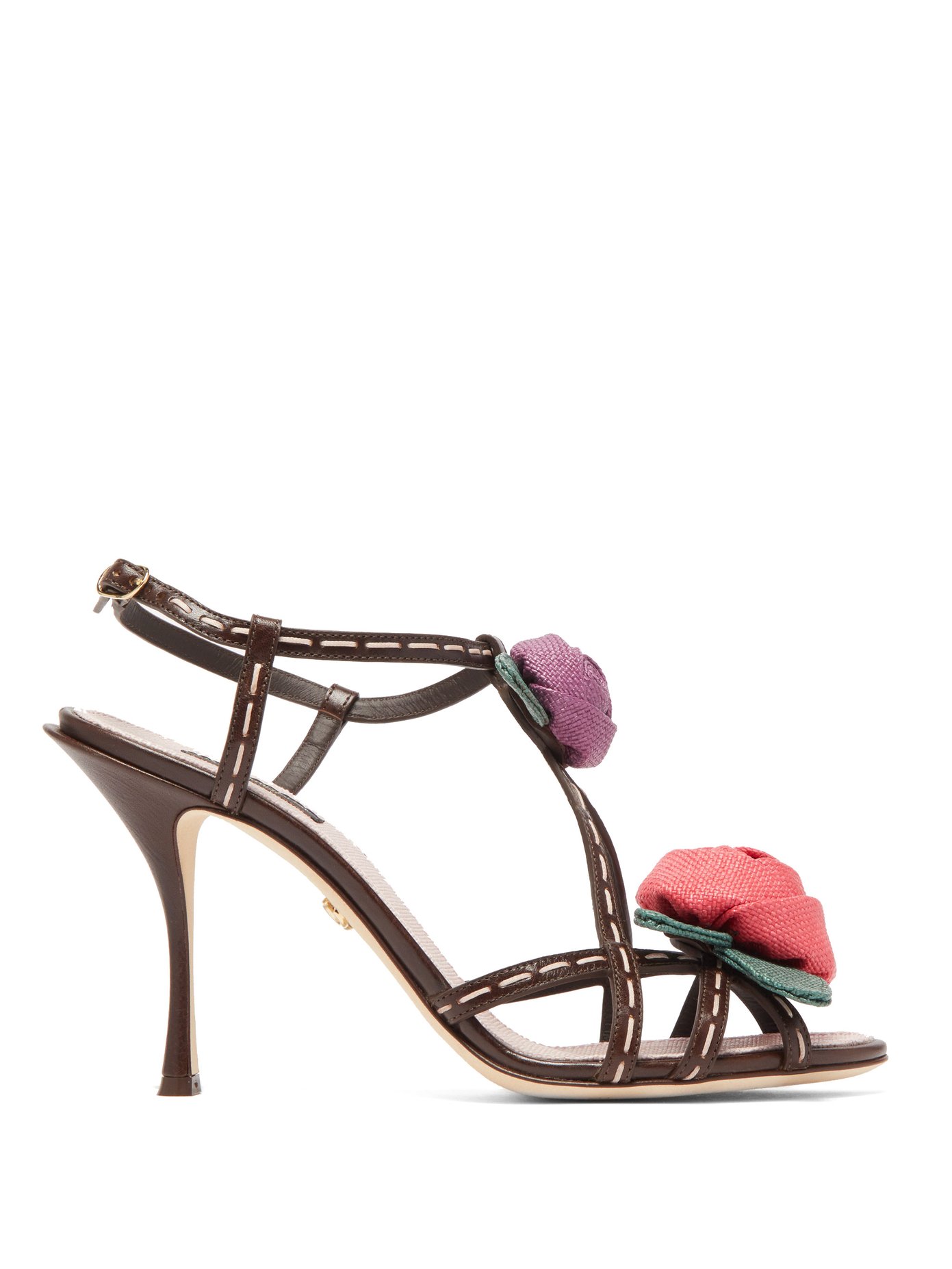 Keira rose-appliqué leather sandals 