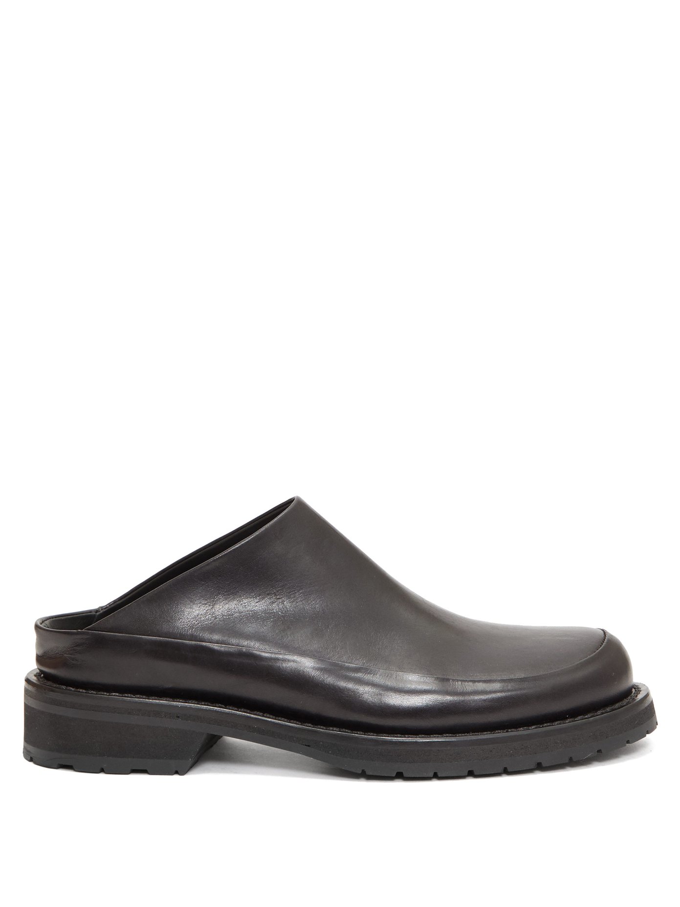 Round-toe backless leather flats | Ann 