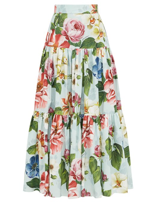 Rose-print high-rise cotton skirt | Dolce & Gabbana | MATCHESFASHION UK