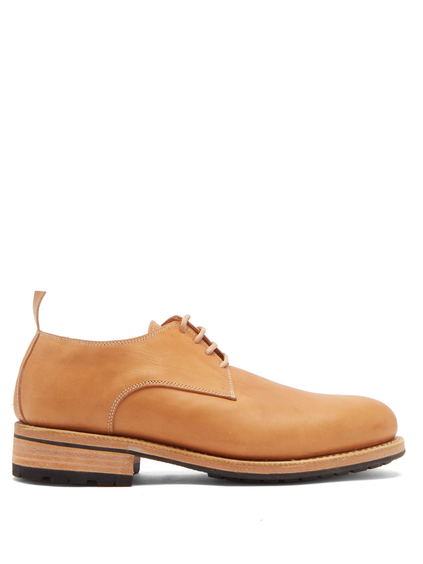 Stacked-sole leather Derby shoes 
