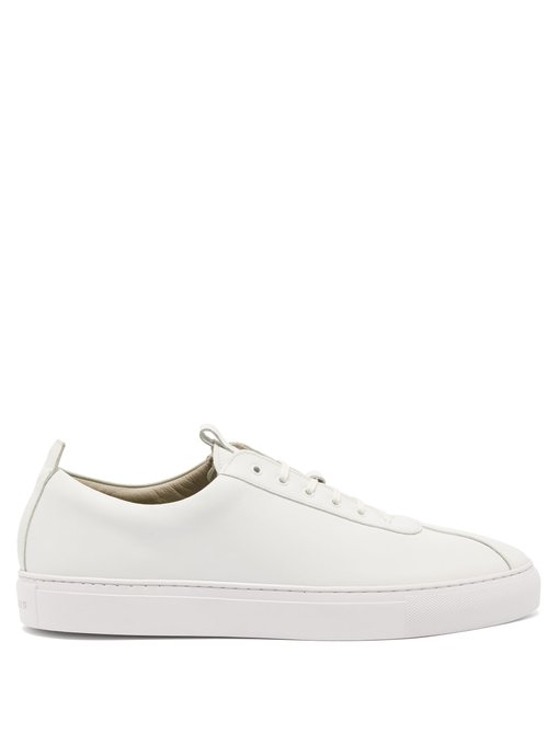 white faux leather trainers