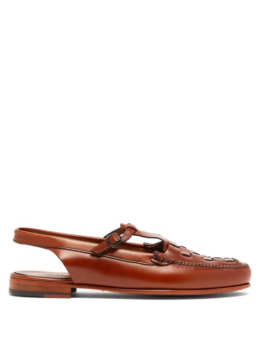 Roqueta woven-leather slingback loafers 