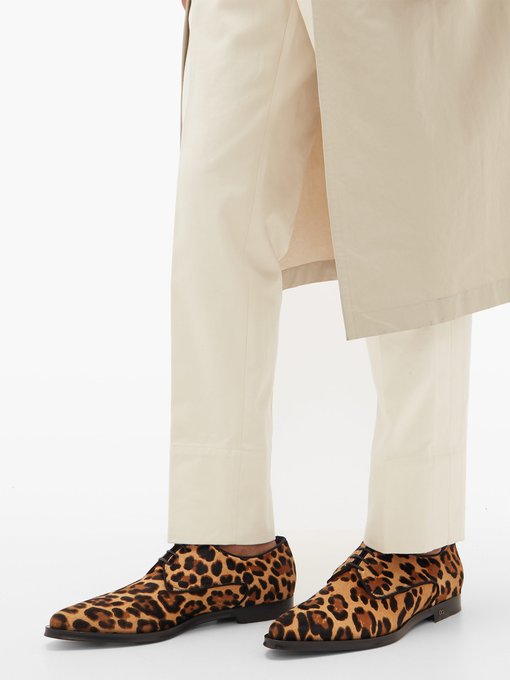 Leopard-print calf-hair derby shoes 