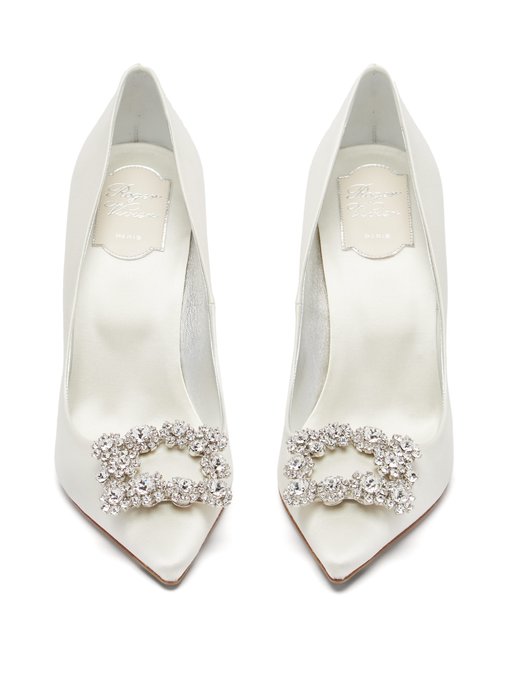 Flower Crystal Embellished Satin Pumps Roger Vivier Matchesfashion Uk 