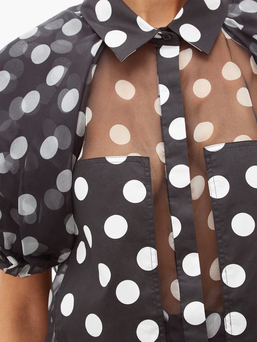 organza polka dot balloon sleeve blouse