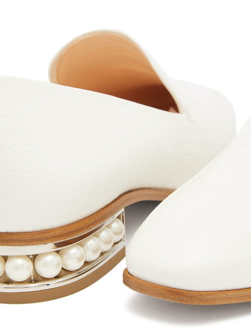 Casati pearl-heel croc-embossed leather 