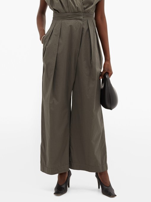 Ruched-waist cotton wide-leg trousers | Lemaire | MATCHESFASHION US