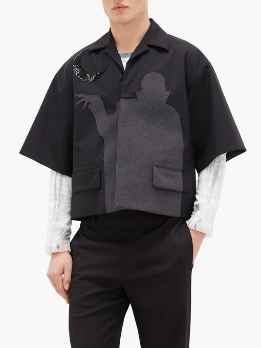 Nosferatu-appliqué short-sleeved twill jacket | Undercover ...