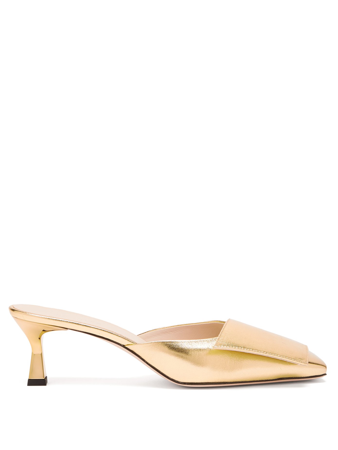 Wandler Isa Square-toe Metallic-leather Mules In Gold | ModeSens