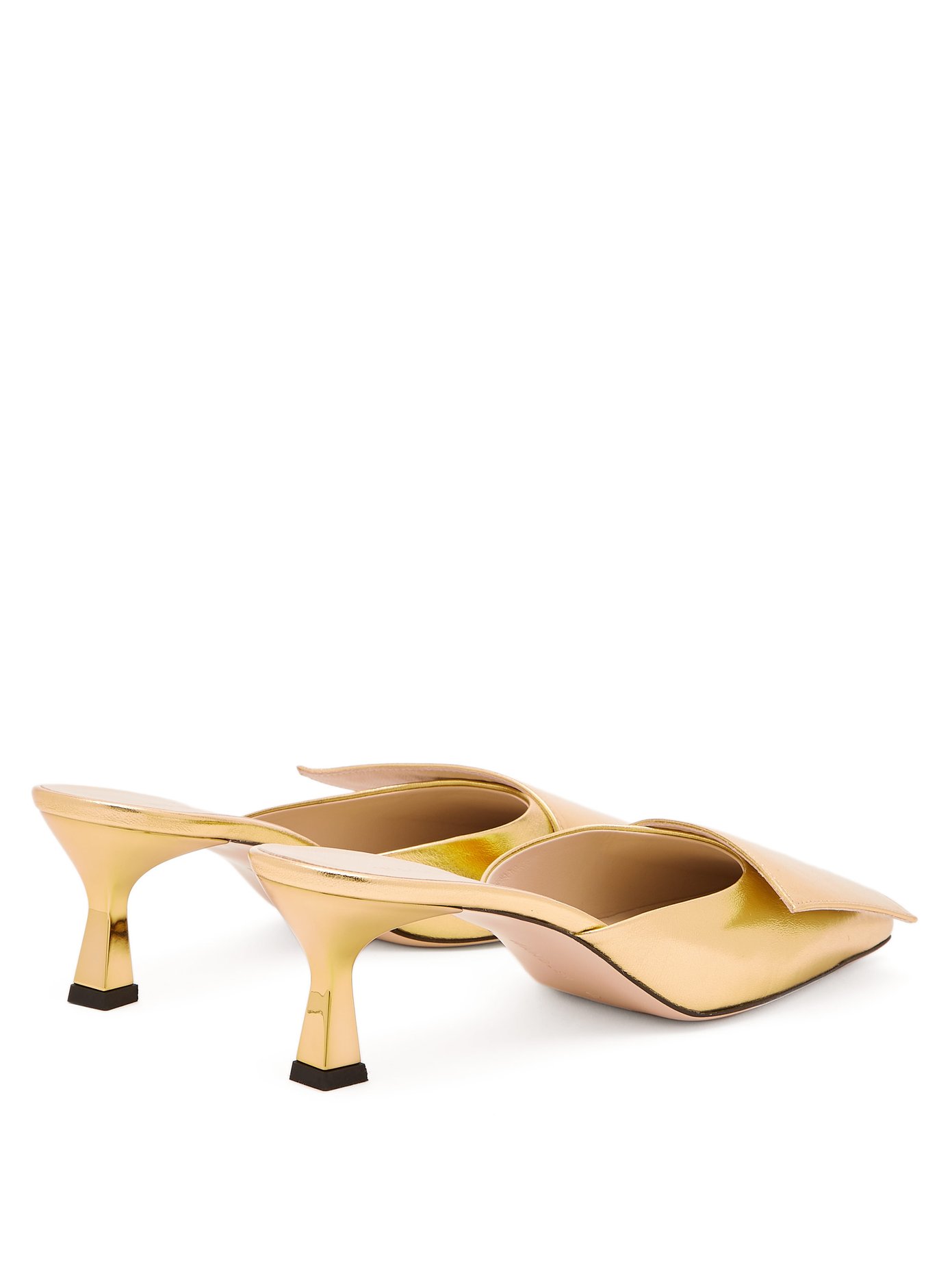 Wandler Isa Square-toe Metallic-leather Mules In Gold | ModeSens
