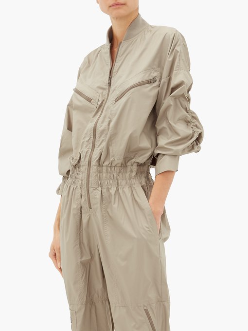 Zip-up technical-shell jumpsuit 