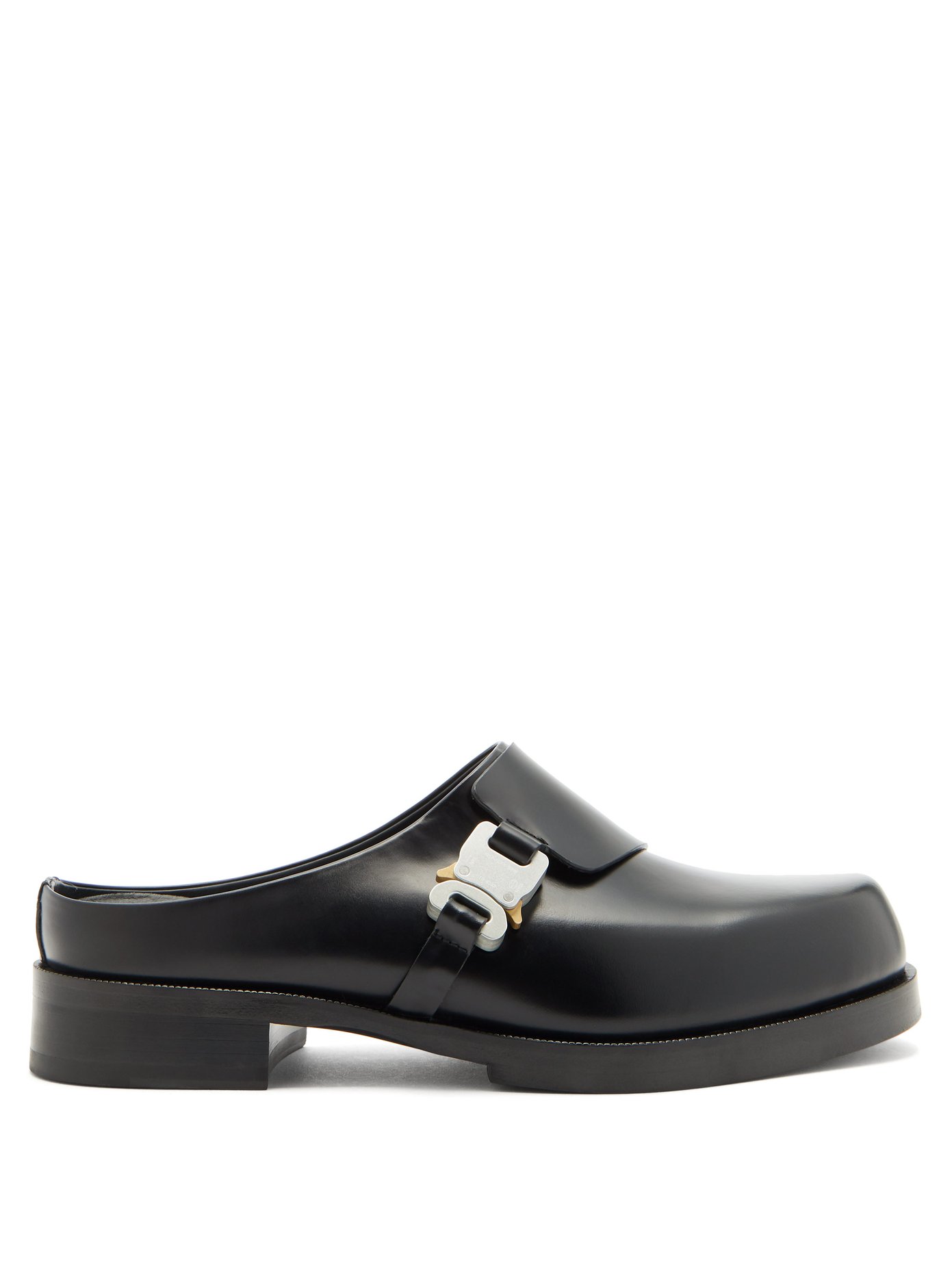 black clogs with buckle