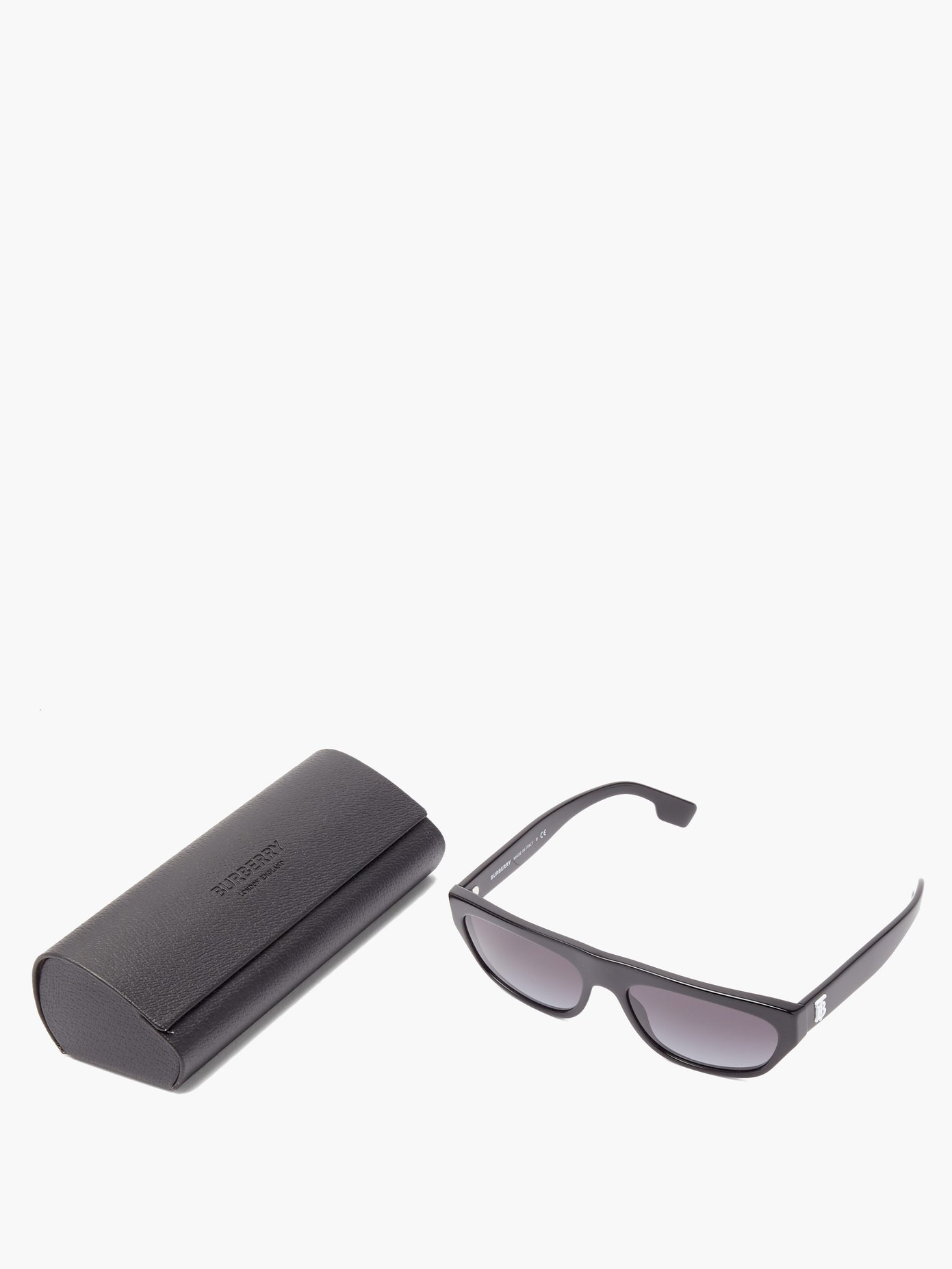 Burberry Tb-logo Slim D-frame Acetate Sunglasses In Black Multi | ModeSens