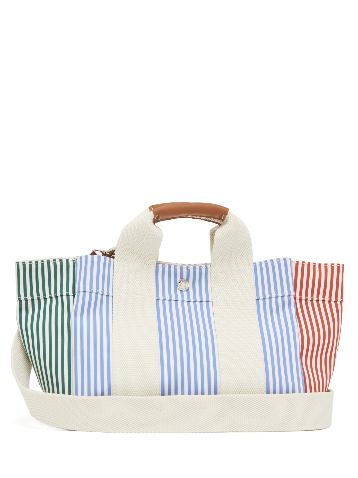 blue and white striped bag next