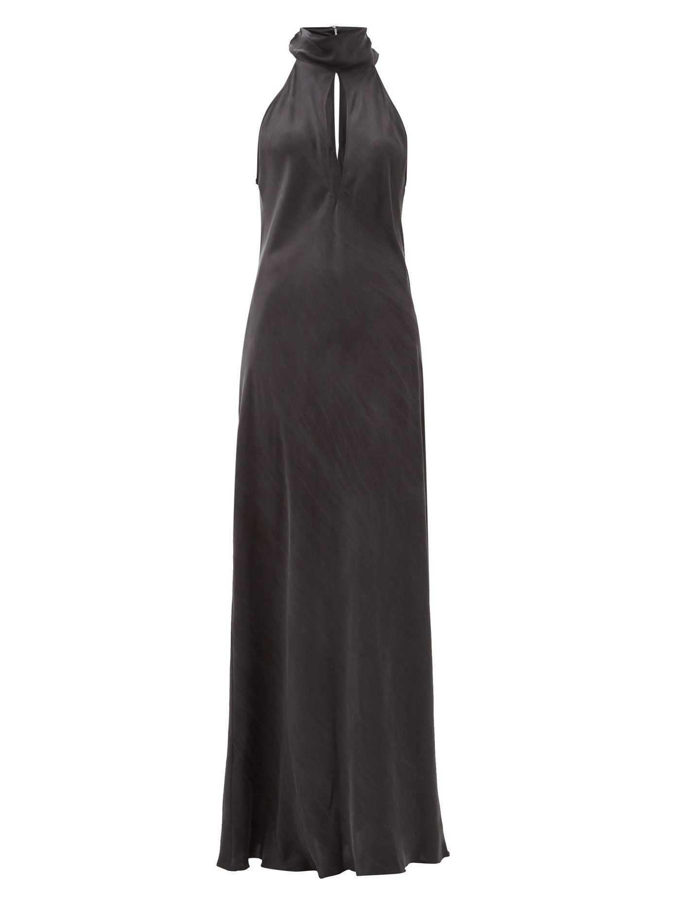 black silk floor length dress