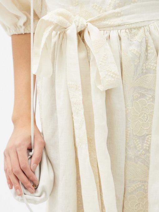Floral-embroidered linen-blend dress | Marta Ferri | MATCHESFASHION JP