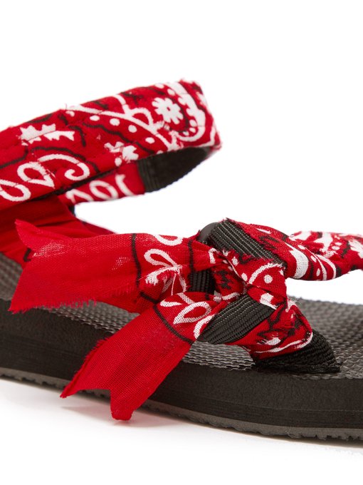 red bandana flip flops