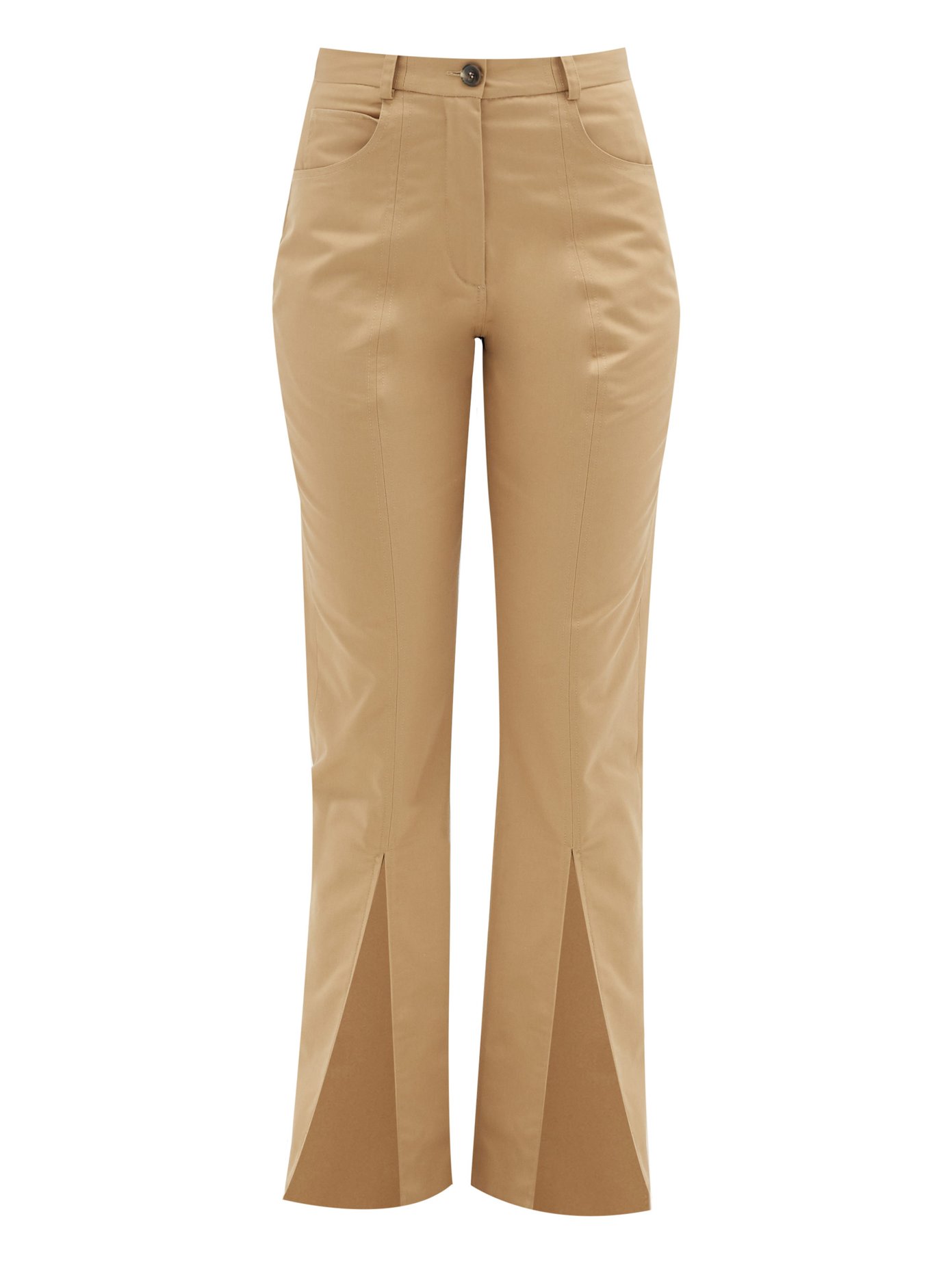Front-slit cotton-twill trousers 