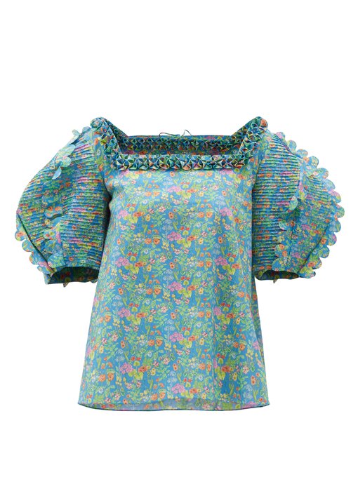 Isabella scalloped floral-print cotton blouse | Horror Vacui ...