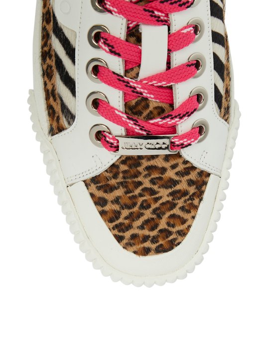 leopard print leather trainers