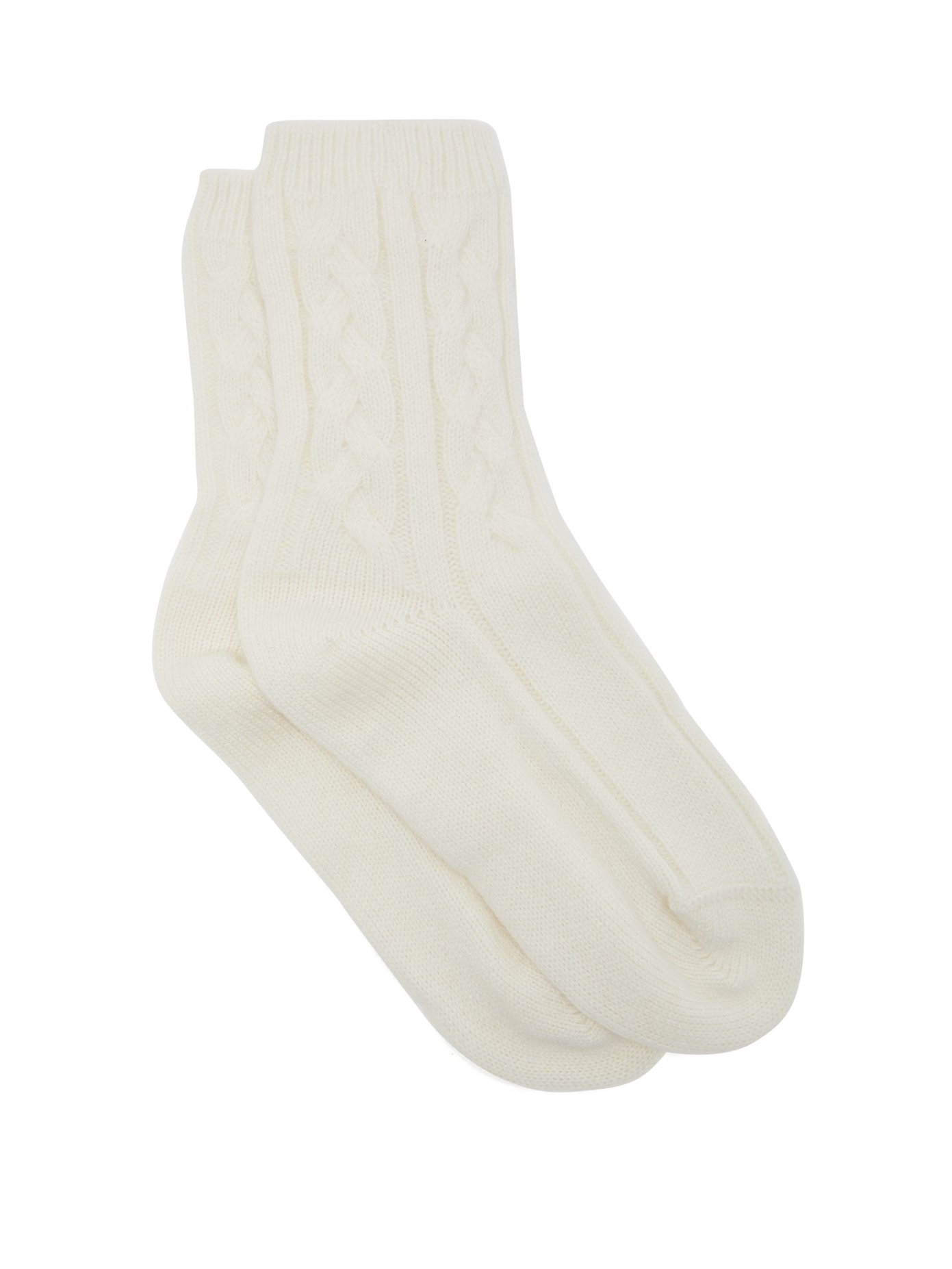 Johnstons Of Elgin Cable-knitted Cashmere Socks In White | ModeSens