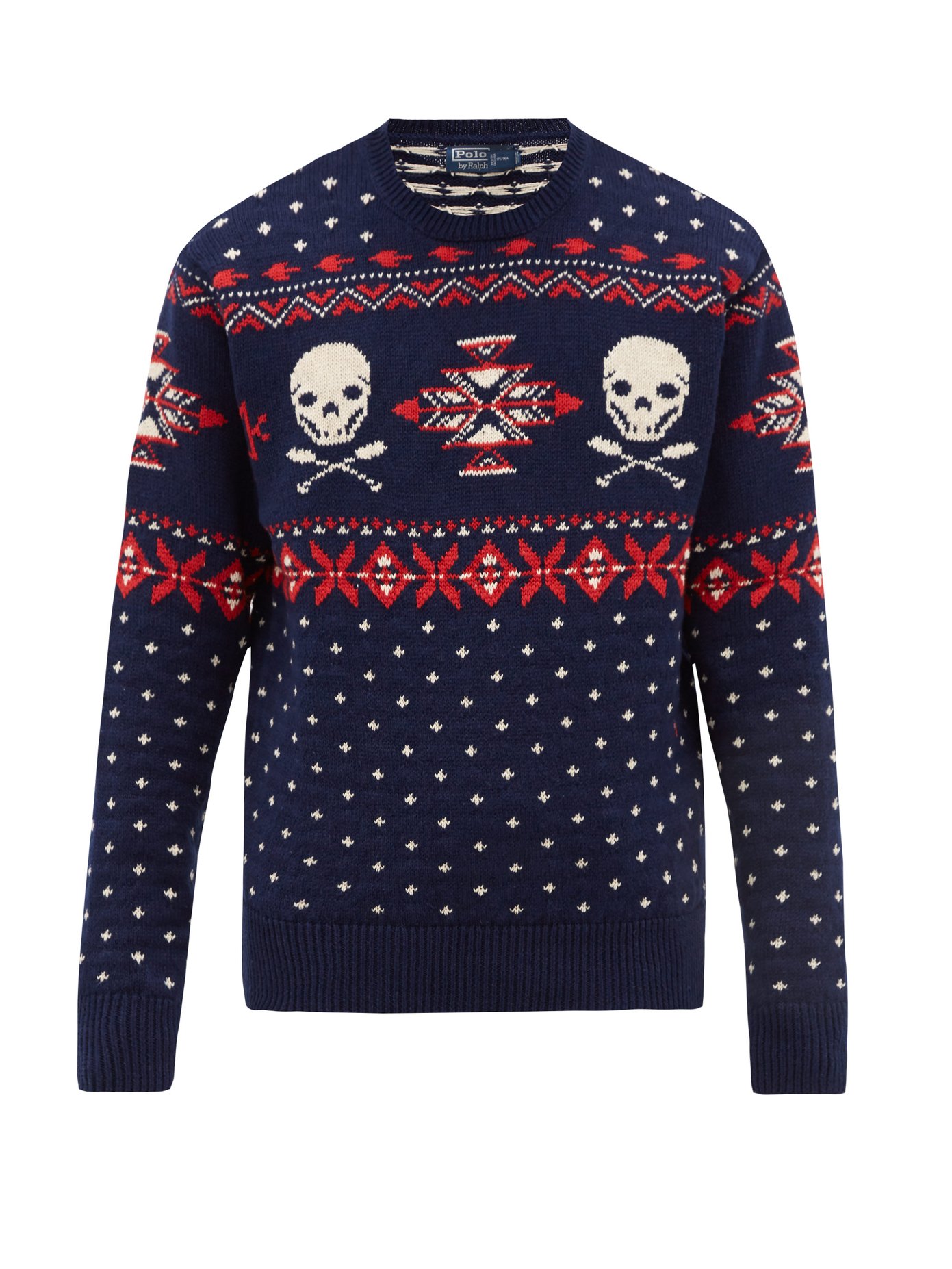 Skull-jacquard cotton-blend sweater 