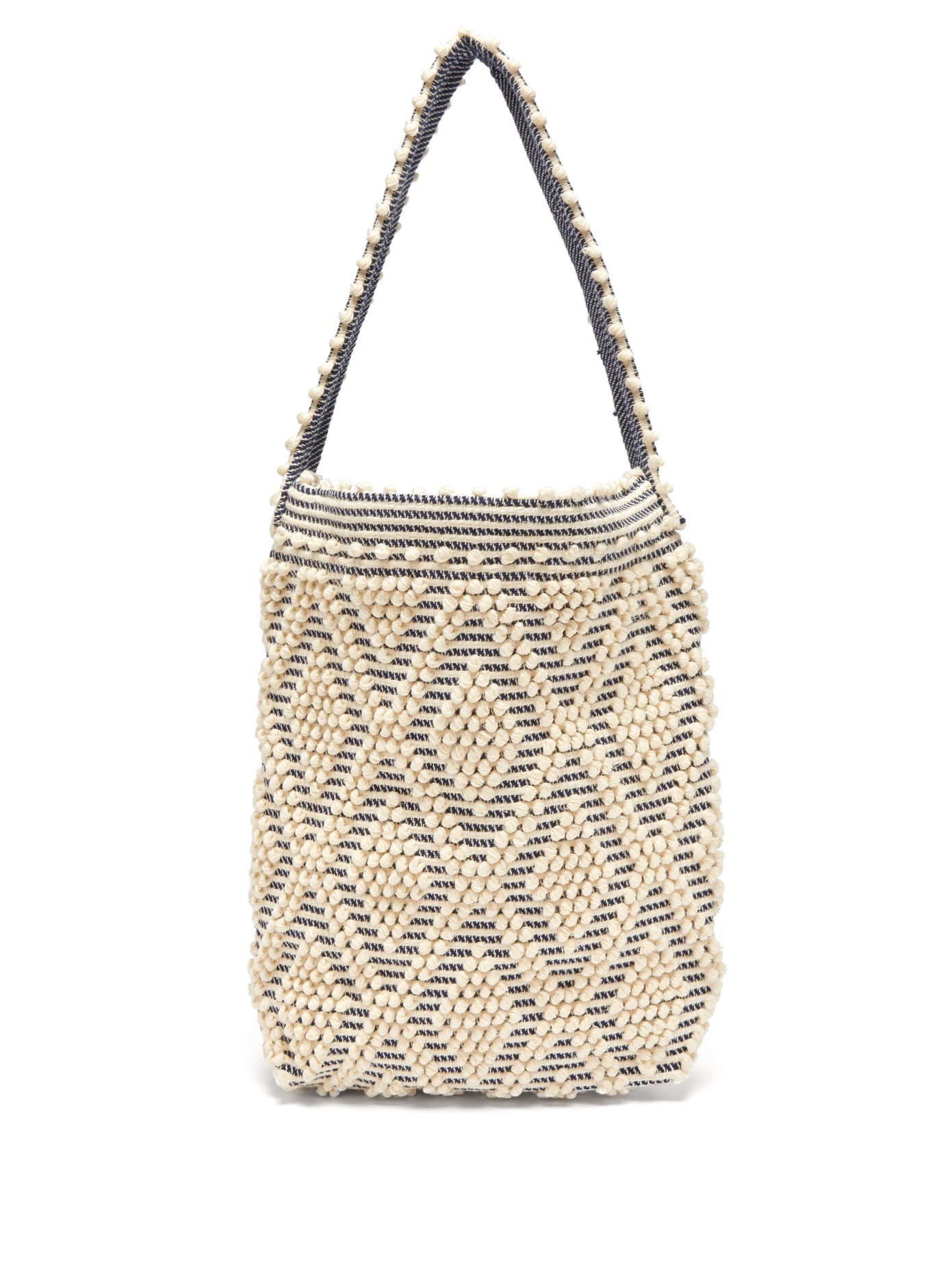 pom pom woven bag