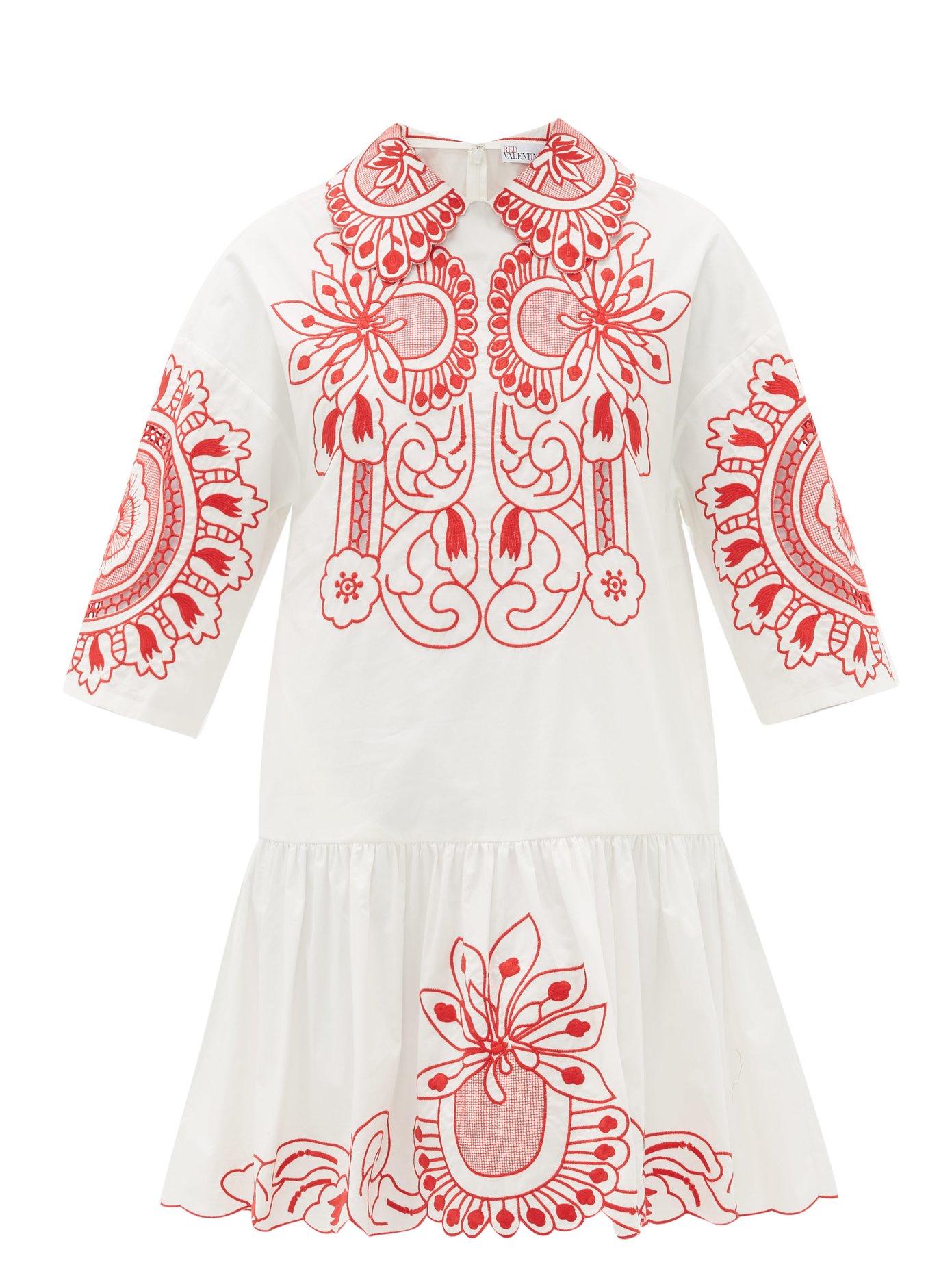 red valentino floral embroidered dress