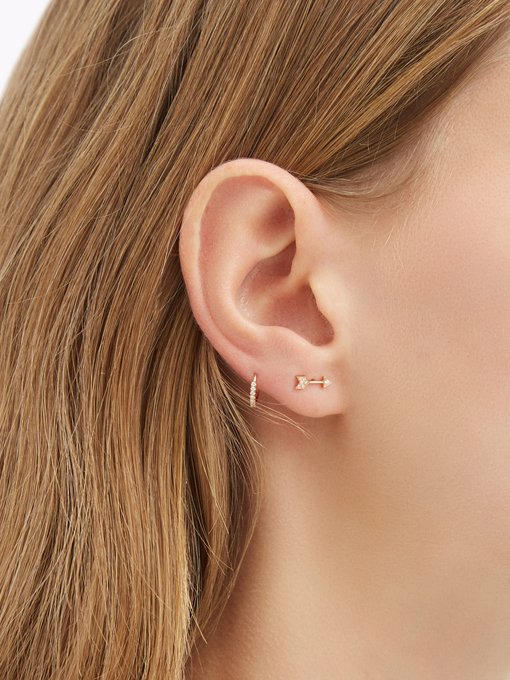Arrow diamond & 18kt rose gold single earring | Maria Tash ...