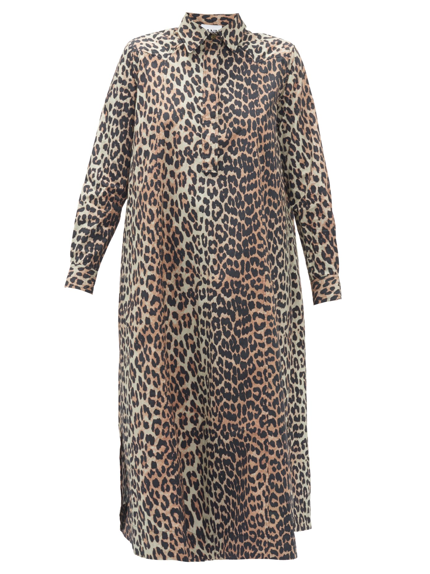 long leopard shirt dress