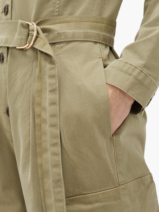 beige cargo jumpsuit