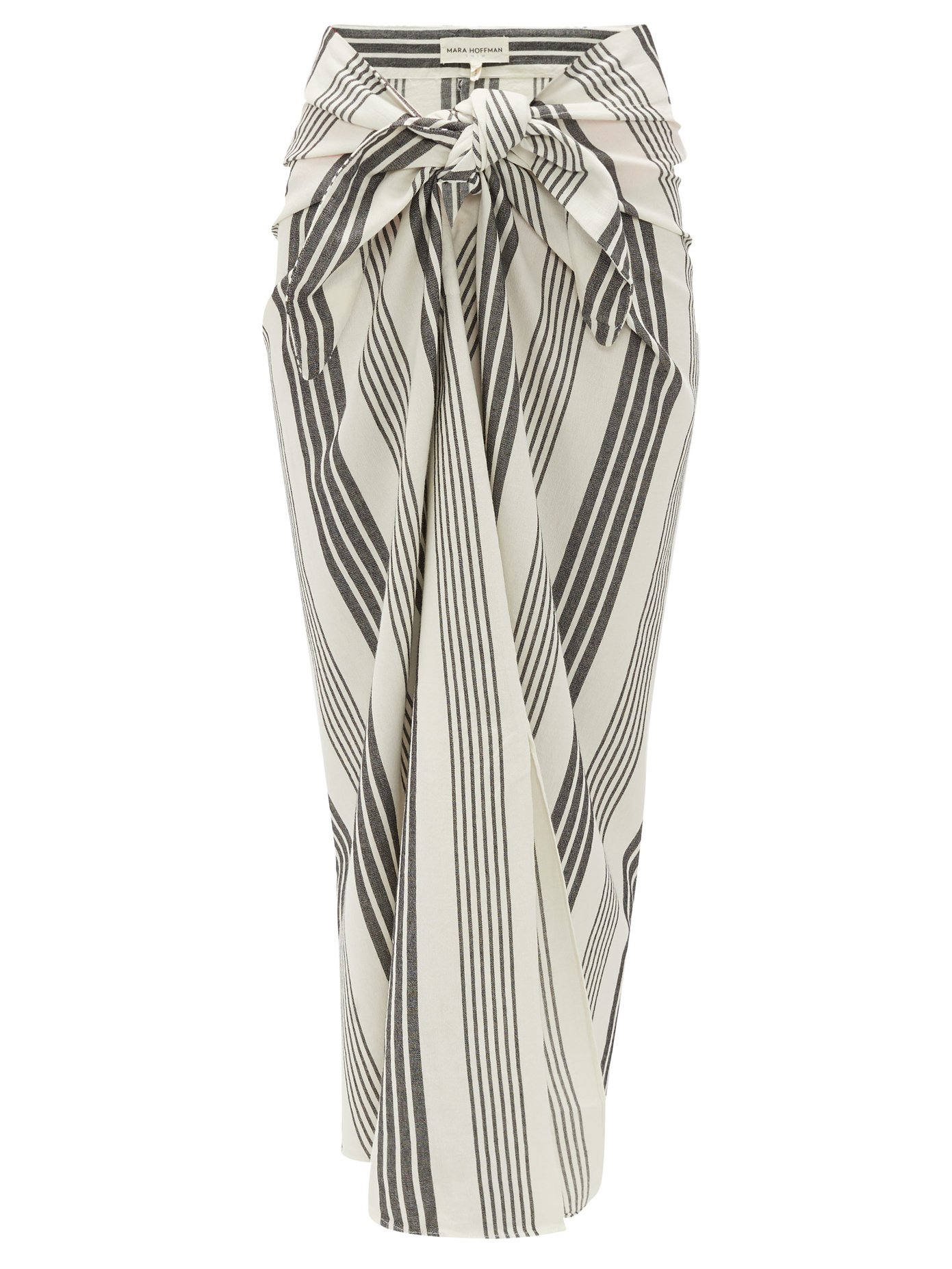 Izzi Tie Front Striped Canvas Skirt Mara Hoffman