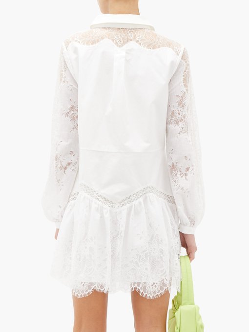 white lace shirt dress