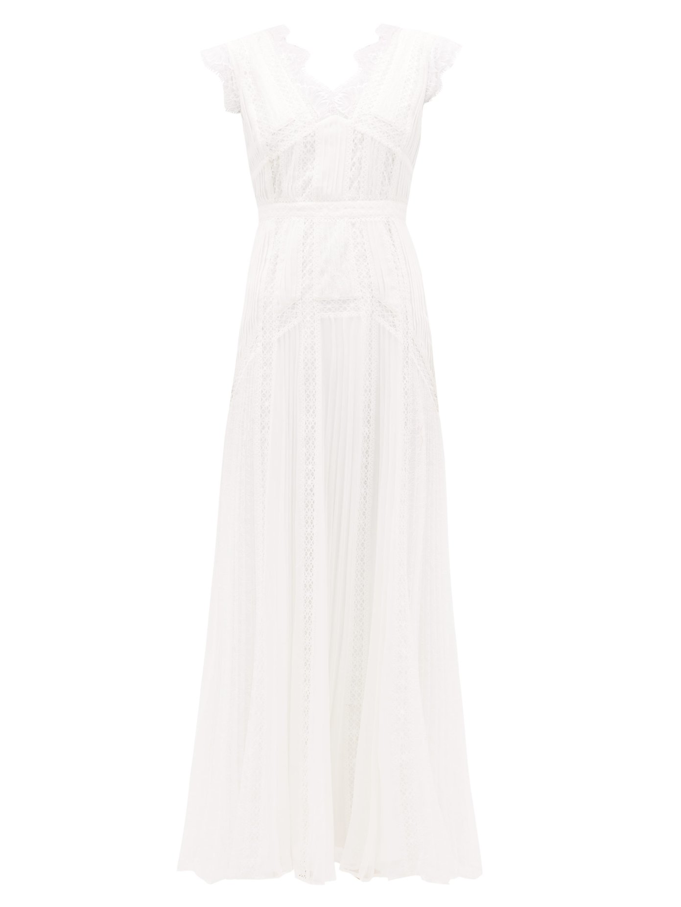 white pleated chiffon dress
