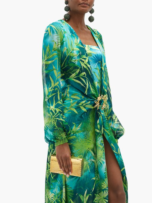 green versace jungle print dress