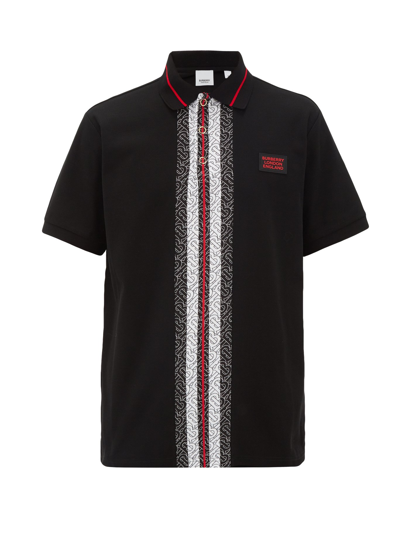 monogram stripe cotton polo shirt 