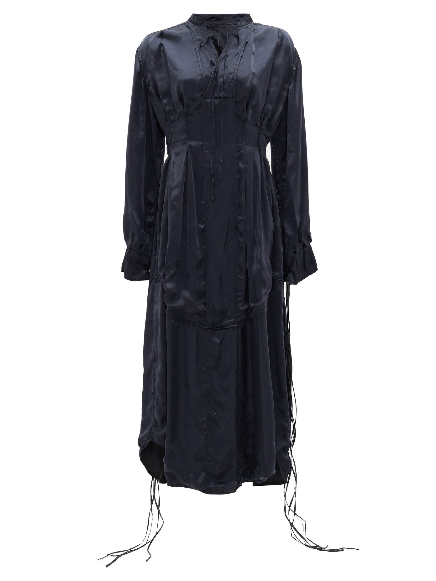 silk midi dress with sleeves