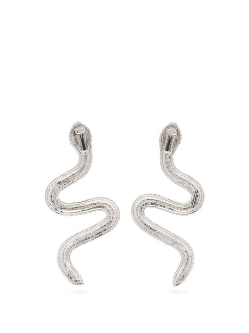 Crystal-embellished snake clip earrings 