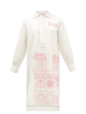 Paris Piping embroidered-cotton pyjama shirt | Kilometre Paris