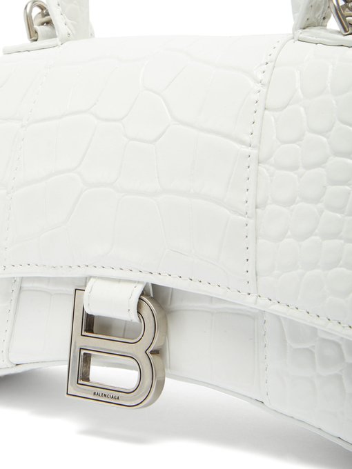 Hourglass XS croc-embossed leather 