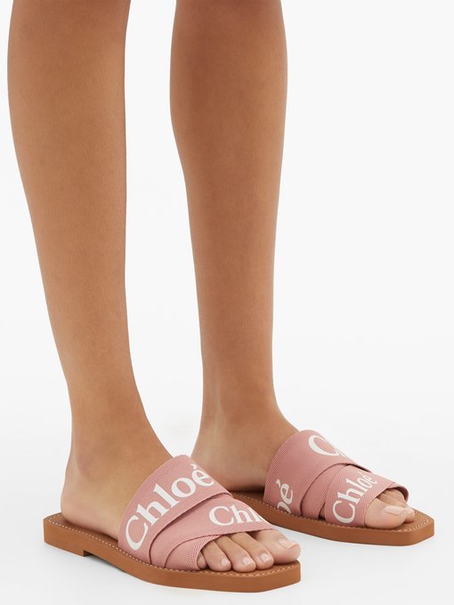 chloe logo slide sandals