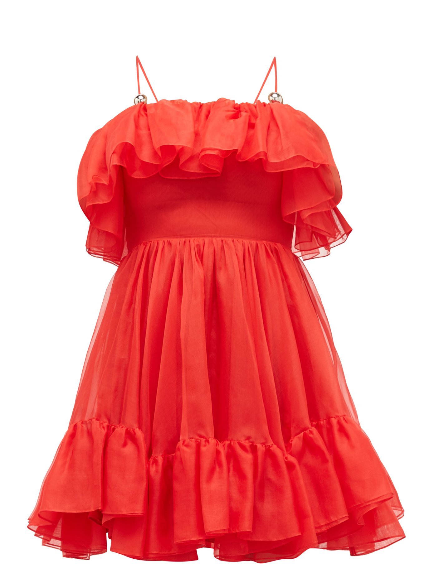 red ruffle mini dress