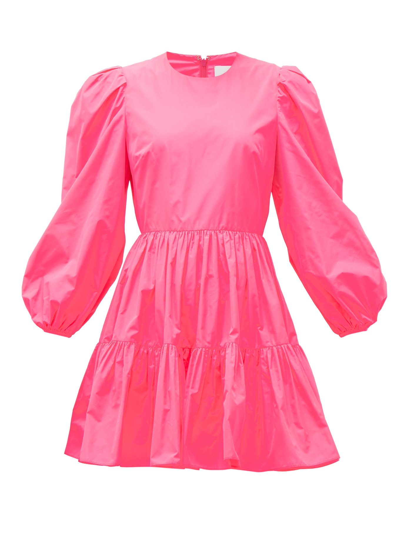 hot pink puff sleeve dress