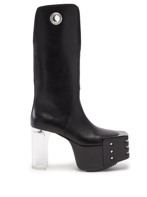 Kiss plexi-heel leather platform boots 