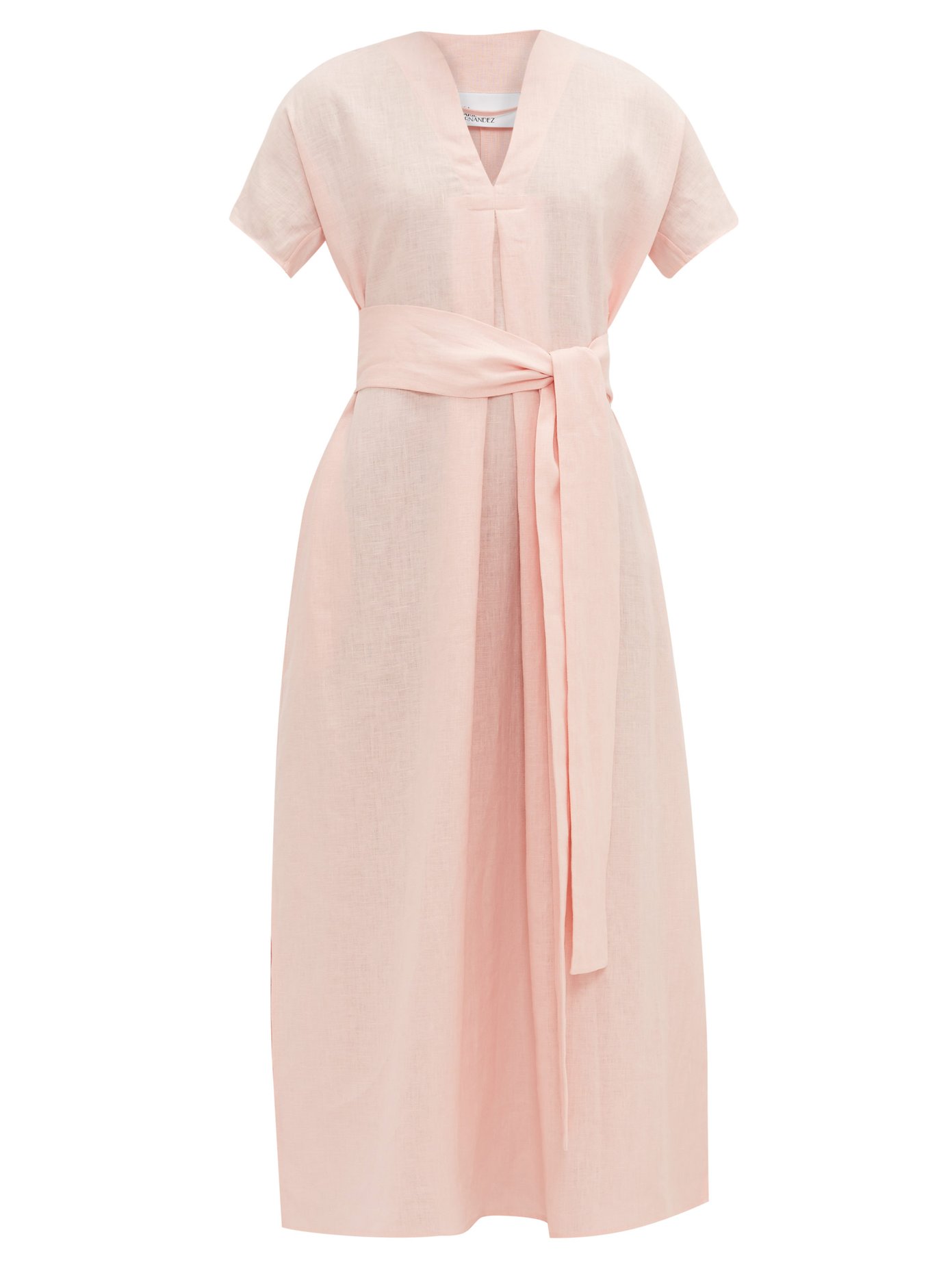 pink linen maxi dress
