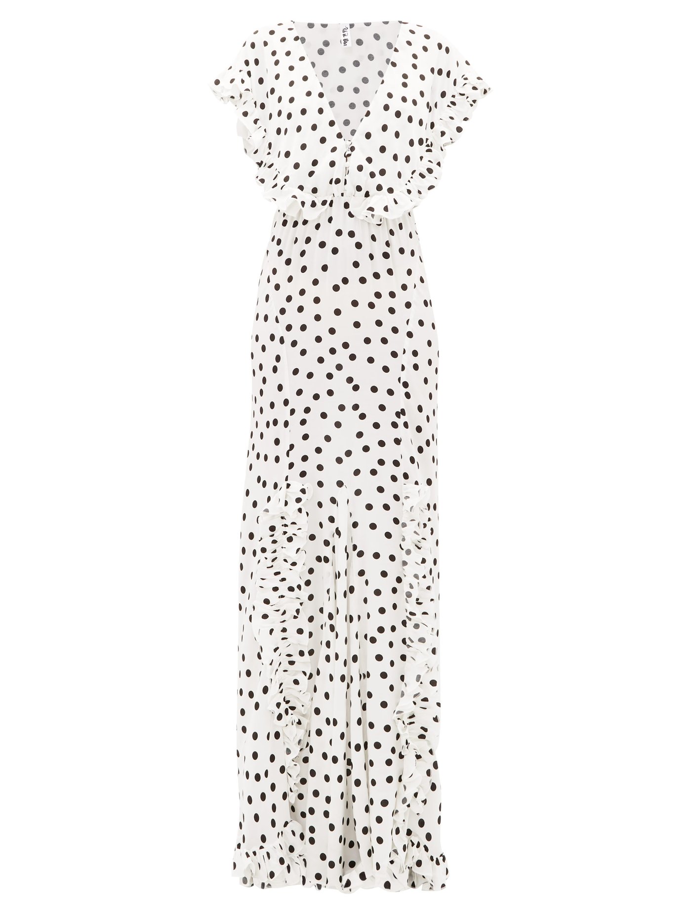 white maxi polka dot dress